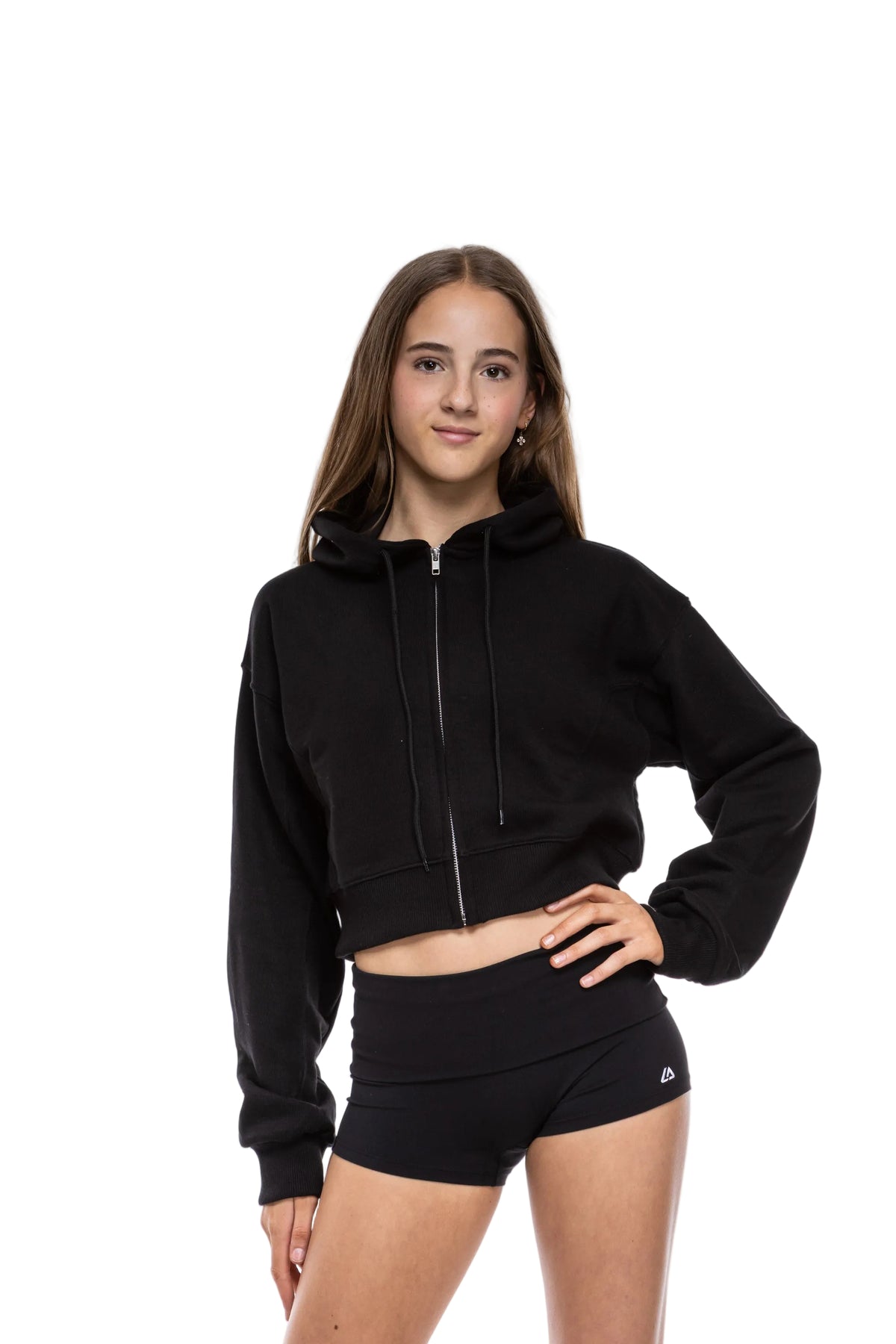 L A Crop Zip Up Hoodie