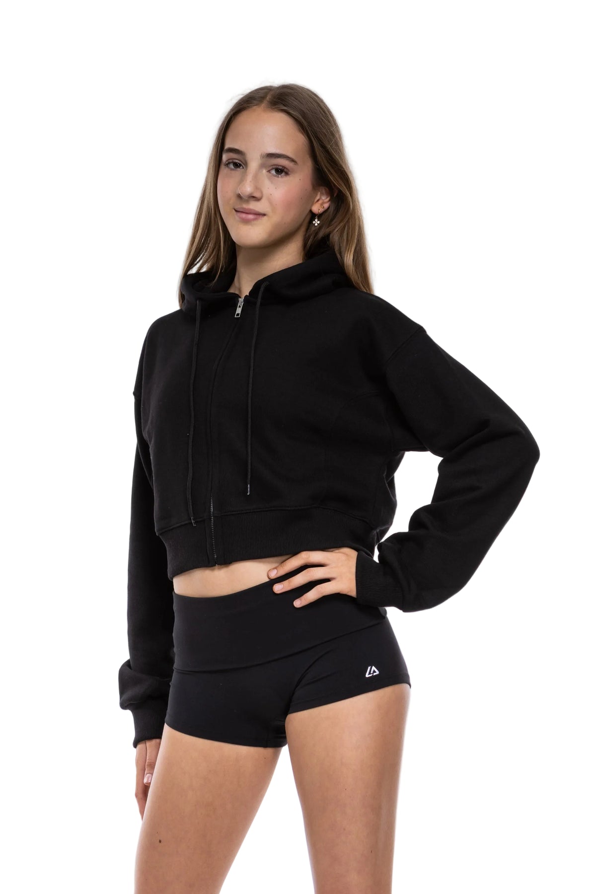 L A Crop Zip Up Hoodie